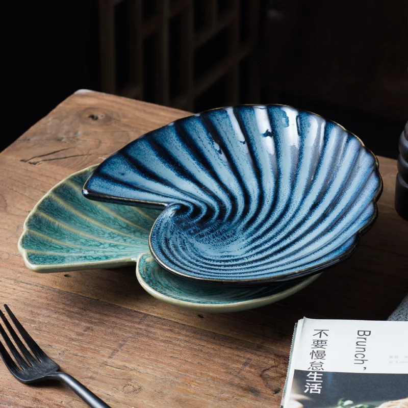 Creative Kiln Transformation Ceramic Plate Restaurant Homestay Special Tableware Personalized Shell Plate Conch Plate