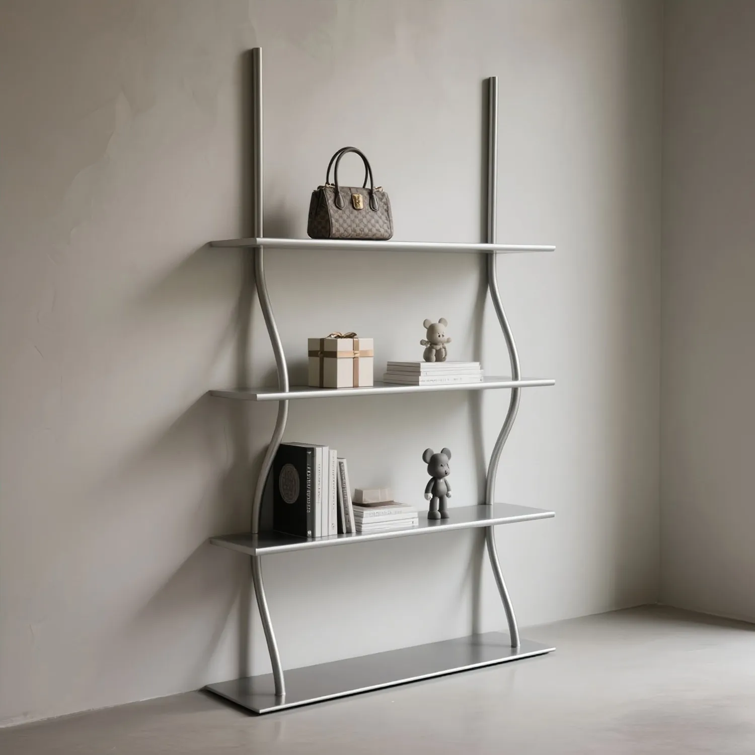 Stainless steel bookshelf shelf floor-to-ceiling Nordic simple office porch partition multi-layer display shelf display shelf