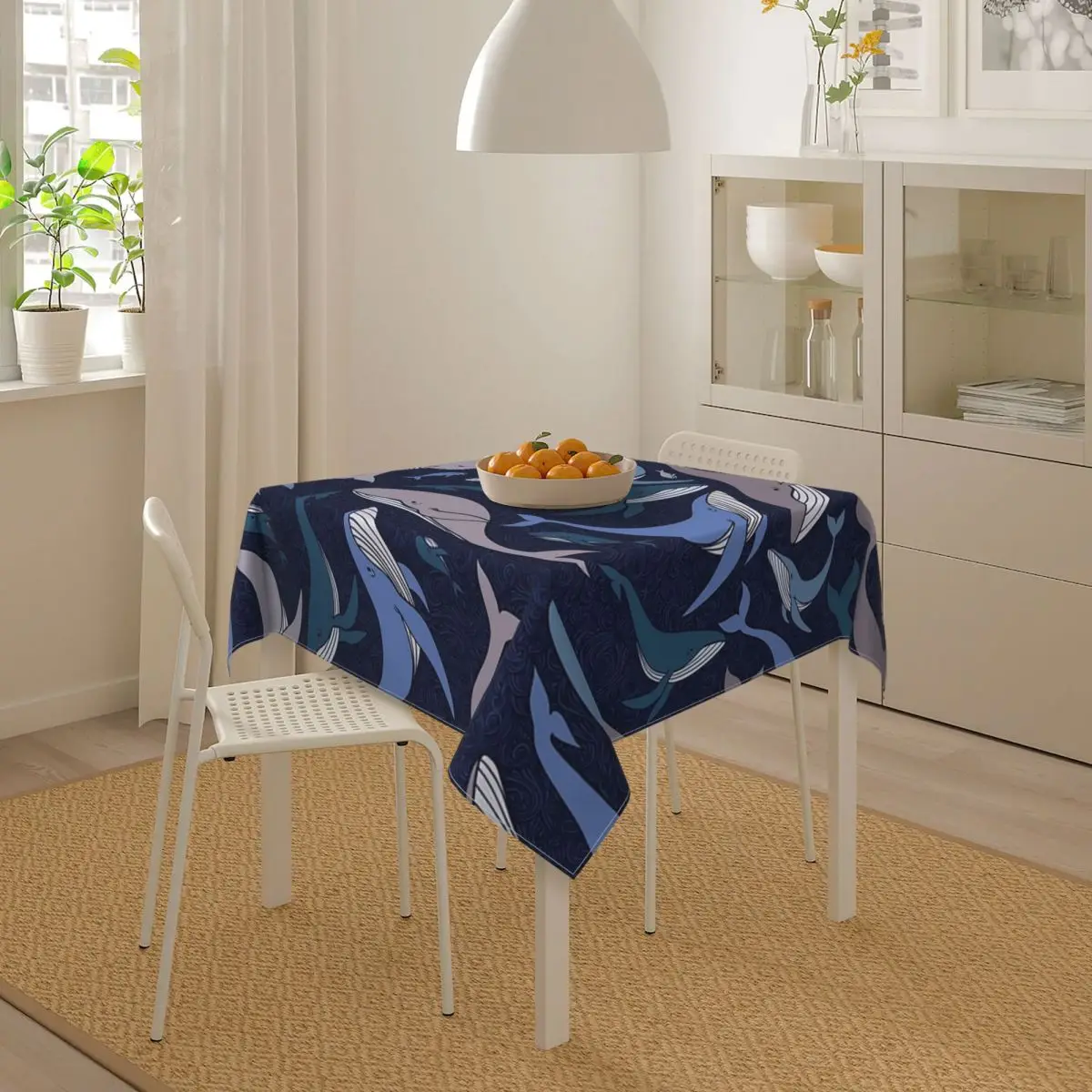 School Of Whales Waterproof Square Tablecloth Oilproof Table Cloth for Kitchen Events Dining Table Cover
