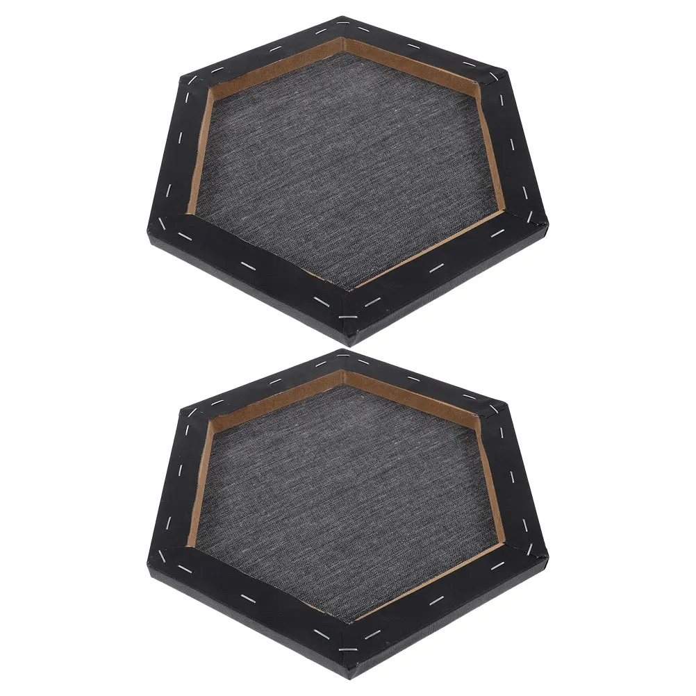

2Pcs Hexagon Oil Canvas Frame Black Linen Irregular Structure Large Panels Supplies For Adults Painting Board Stretched