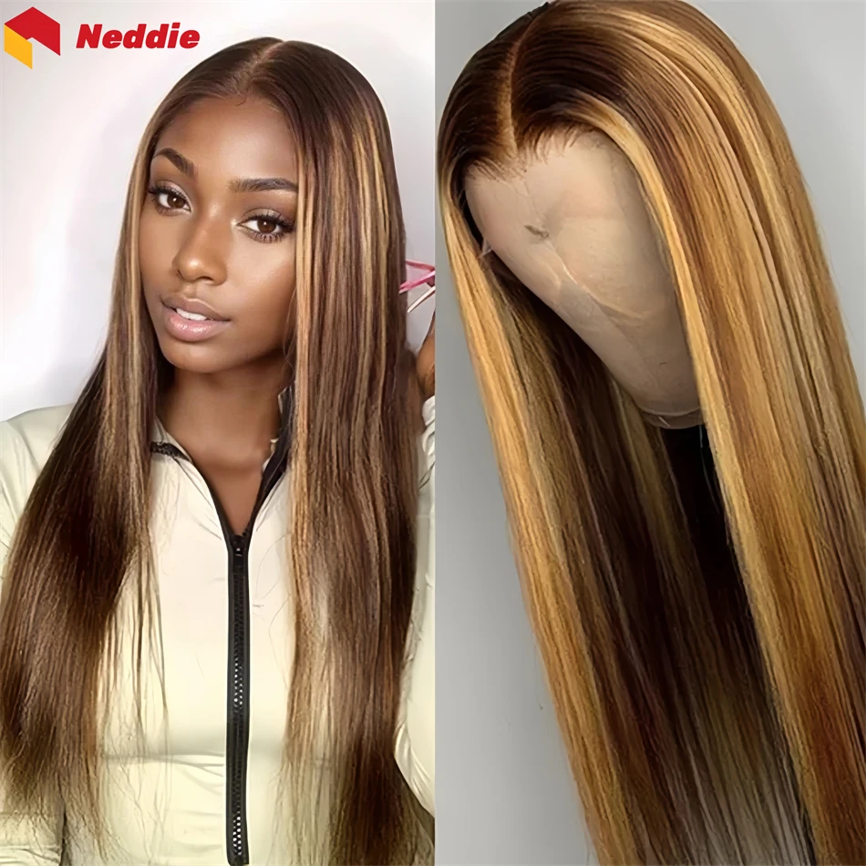 200 Density 30 Inch Highlight Colored Hd Lace Front Straight Wigs 13x6 100% Human Hair Lace Frontal Cheap Wig on Clearance Sale