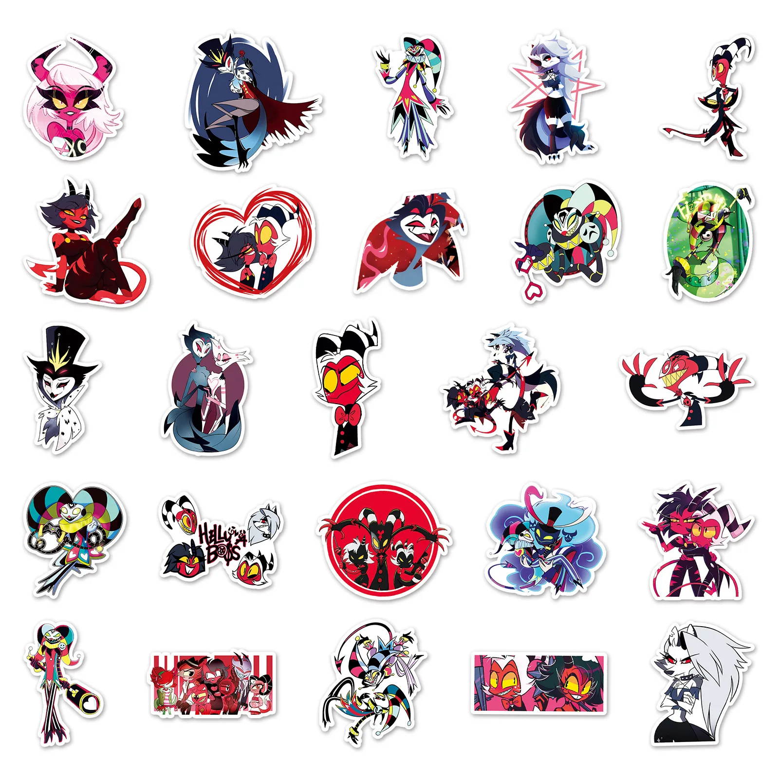 50pcs Helluva Boss Graffiti Scooter Computer Tablet Cartoon Decoration Luggage Sticker Waterproof