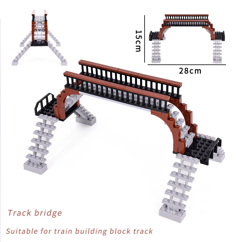 Stad Treinstation Platform Verkeerslicht Grot Flyover Tracks Rechte Gebogen Rails Bouwsteen Bakstenen Technisch Creatief Speelgoed - afbeelding 1