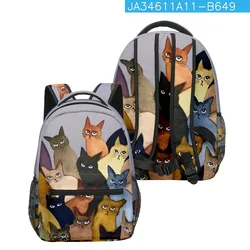 Trendy Kpop Youthful School Bags Unisex Cats Travel Bags 3D Print Oxford Waterproof Notebook Shoulder Backpacks