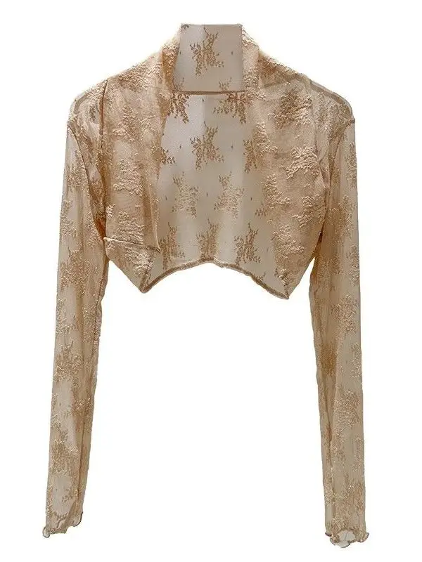 2025 Nouvelle dentelle brodée Protection solaire f Sve Cardigan Strap Dr Cover up ort Longueur Vêtements d'extérieur Me Top Fas pour femmes...