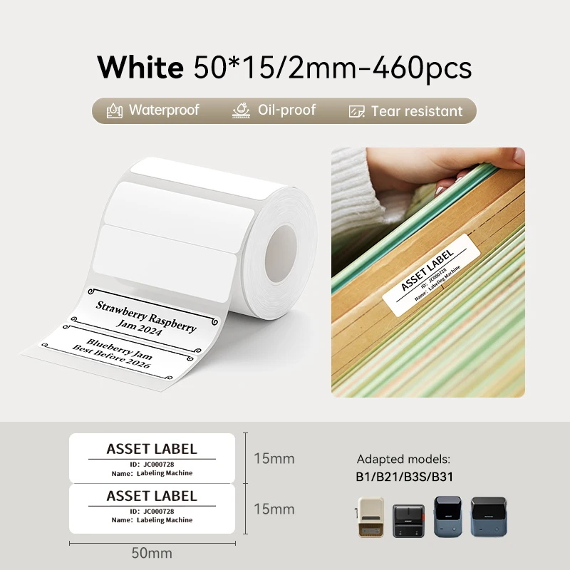 6 Rollen Niimbot Thermisch Labelpapier Wit/Transparant Zelfklevend Anti-Olie Scheurbestendig Label voor B1/B21/B3S/B31 Printer