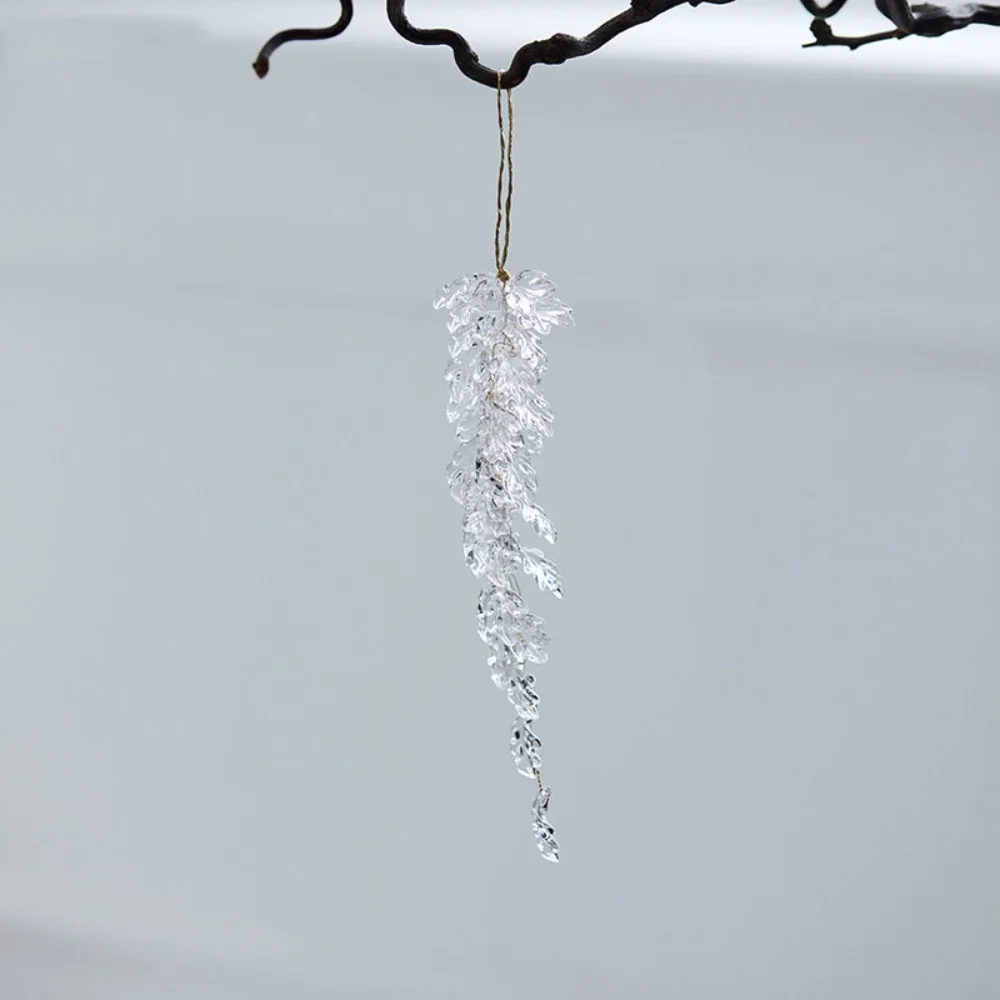 

Household Acrylic Xmas Icicle Pendant Artificial Glitter Snowflake Pendant Transparent Xmas Tree Hanging Ornament New Year