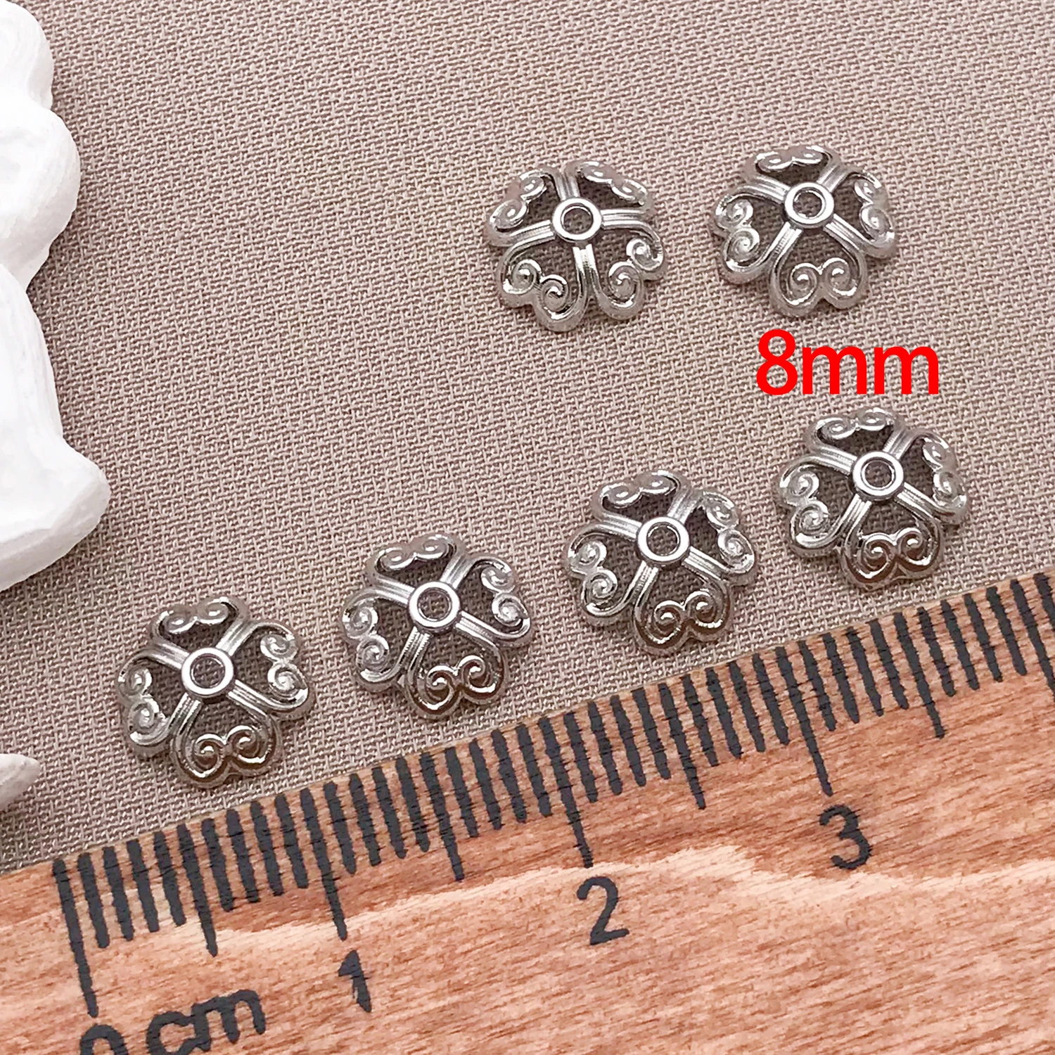 مختلط 10/20 قطعة 18K النحاس مطلي الذهب الحقيقي سميكة الفضة الذهب الأبيض البرسيم زهرة قبعة ، DIY بها بنفسك صنع المجوهرات والاكسسوارات #4