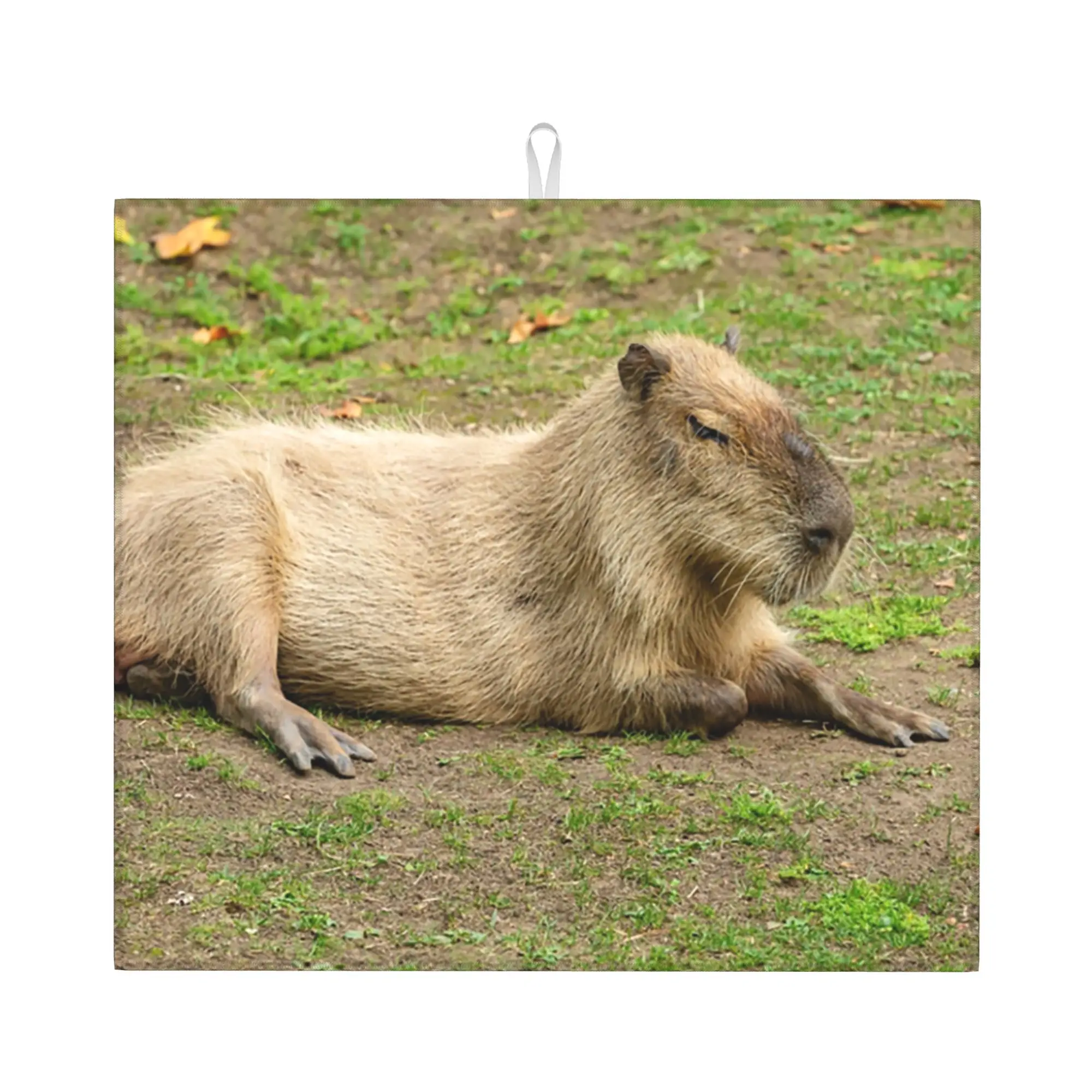 Just Chilled Capybara Non Slip Kitchen Counter Protector Mat Barware Tableware Animal Pet Bathroom Drying Mat For Kitchen