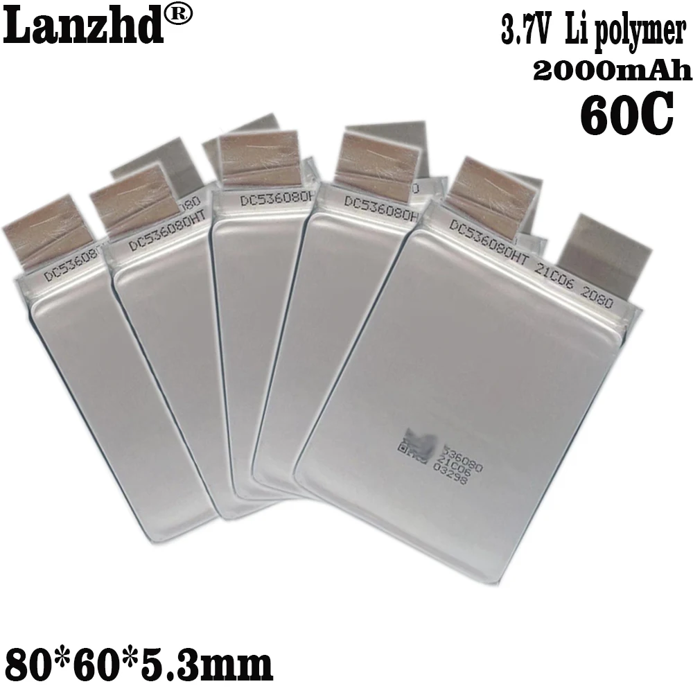 1-12pcs New 3.7V Max 4.2V 2000mAh 536080 60C DIY 2S 3S 4S Battery Cell For Electrical Tool ,Drone,Emergency Power Supply etc.