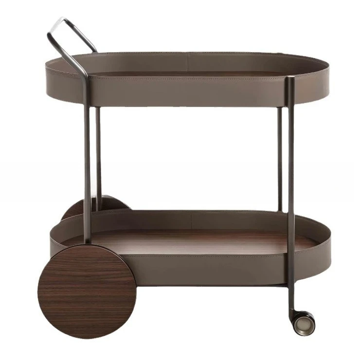 

Light luxury saddle leather sofa edge, living room balcony, removable shelves