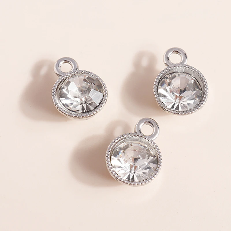 10pcs 10*13mm Gold Silver Color Round Crystal Charms for Necklaces Earrings Making Accessories Charms DIY Jewelry Findings
