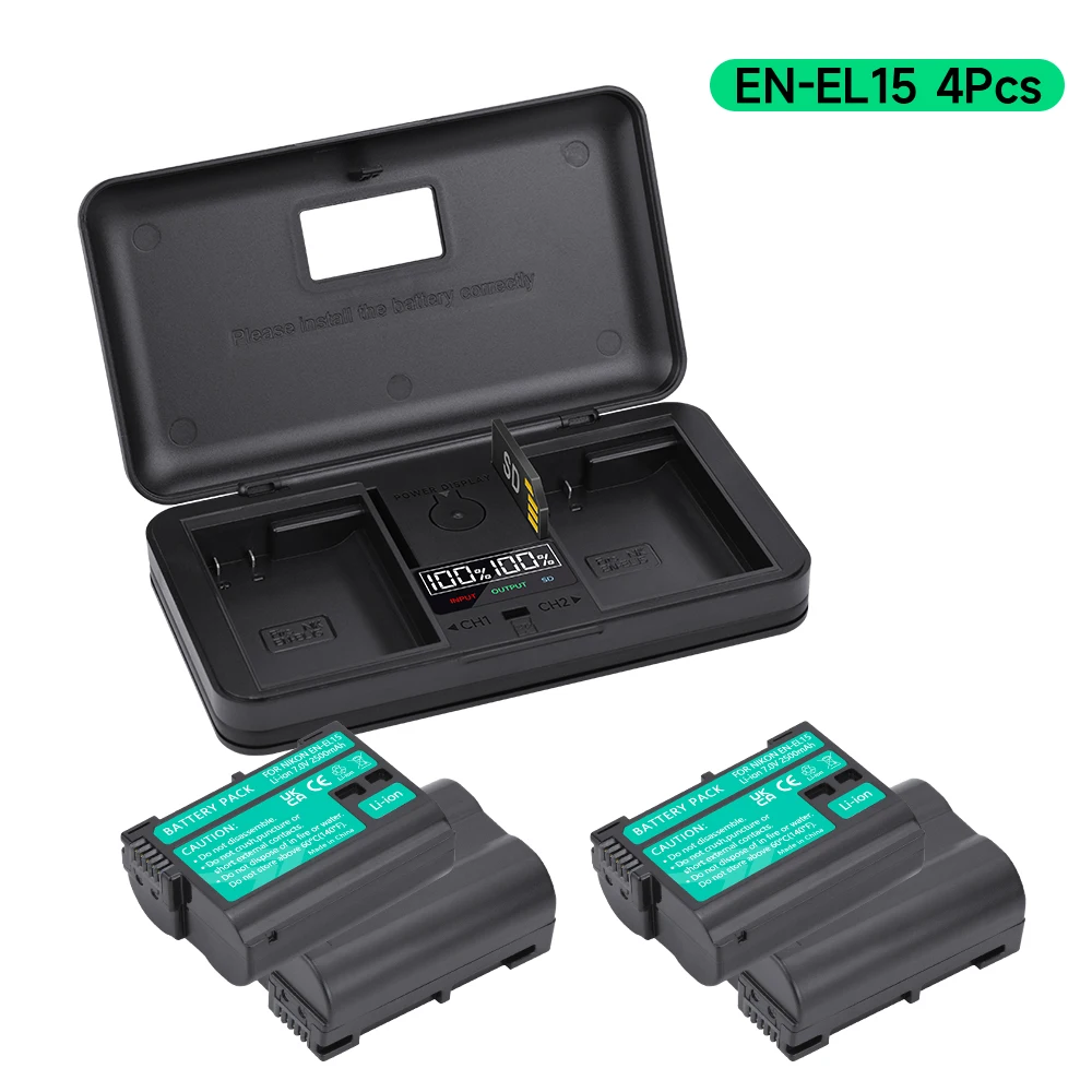 

PALO EN-EL15 EN-EL15C EN EL15 Battery & Charger for Nikon D500,D600,D610,D750,D7000,D7100,D7200,D800,D850 Camera