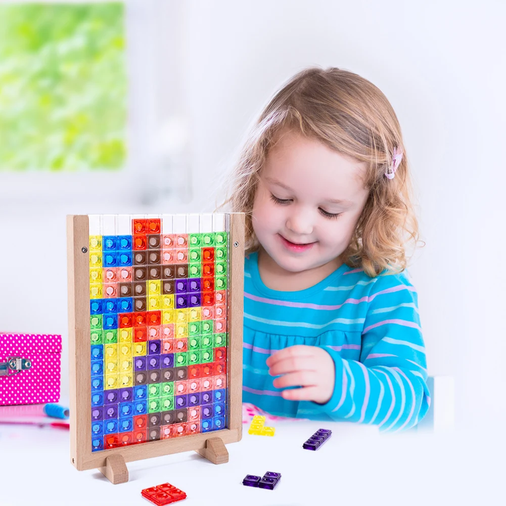 Rompecabezas 3D colorido Tangram de madera para niños, juguetes de matemáticas, juego educativo intelectual para niños