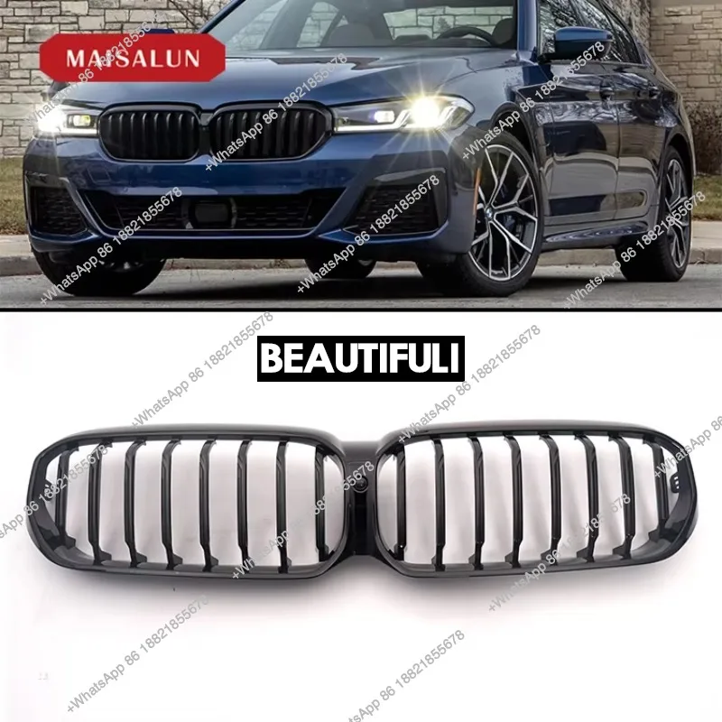 ZAIQU jiuzhou Auto High Quality ABS Material G30 LCI Single Slat Grille for 5 Series 2021-so Far Gloss Black Front Bumper Gri