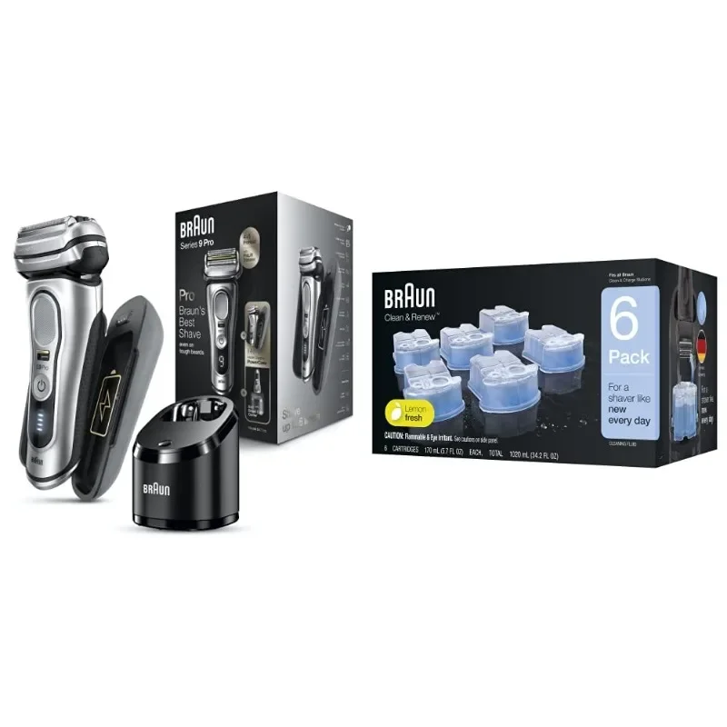 Braun Electric Razor for Men, Waterproof Foil Shaver, Series 9 Pro 9477cc, Wet & Dry Shave, with Portable Charging Case