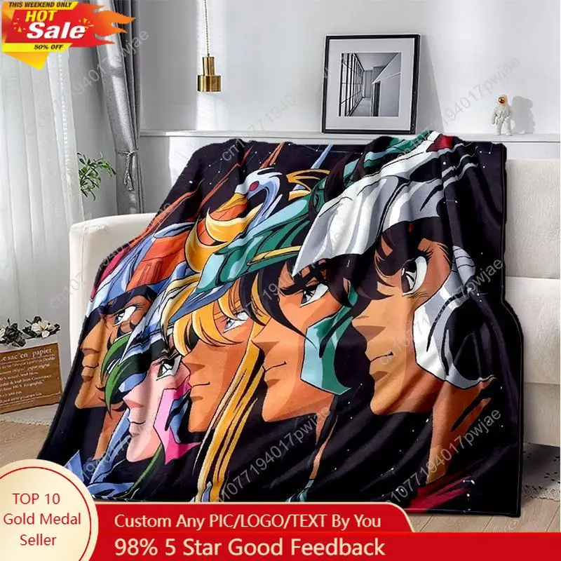 

3D Retro Saint Seiya Anime Cartoon Blanket,Soft Throw Blanket for Home Bedroom Bed Sofa Picnic Travel Office Cover Blanket Kids