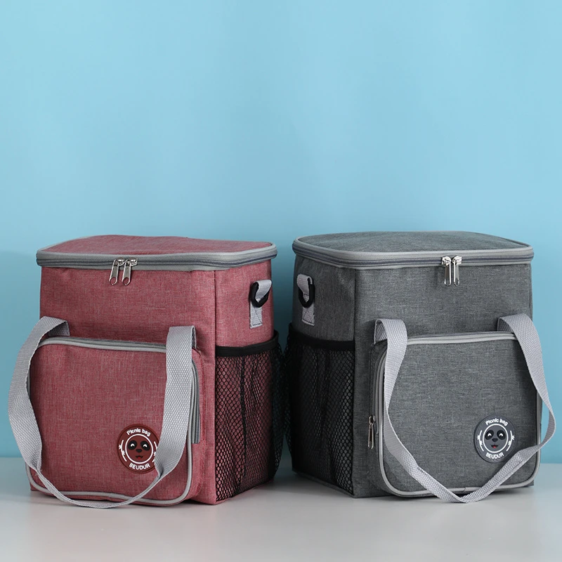 Large Capacity Insulated Lunch Bag Portable Food Cooler Bento Box Tote with Shoulder Strap Food Thermal Box Durable Meal Bags