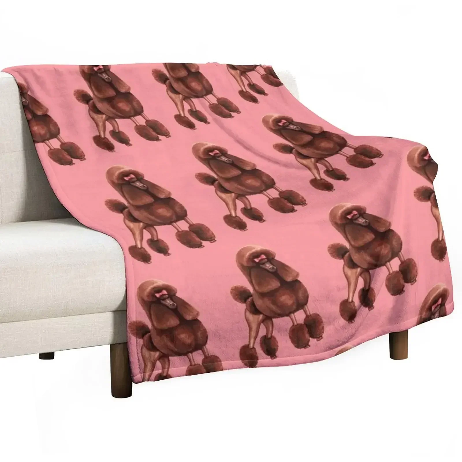 Poodle Pattern - Pink Throw Blanket Fashion Sofas Flannels Bed linens Sleeping Bag Custom Personalized Gift Blankets