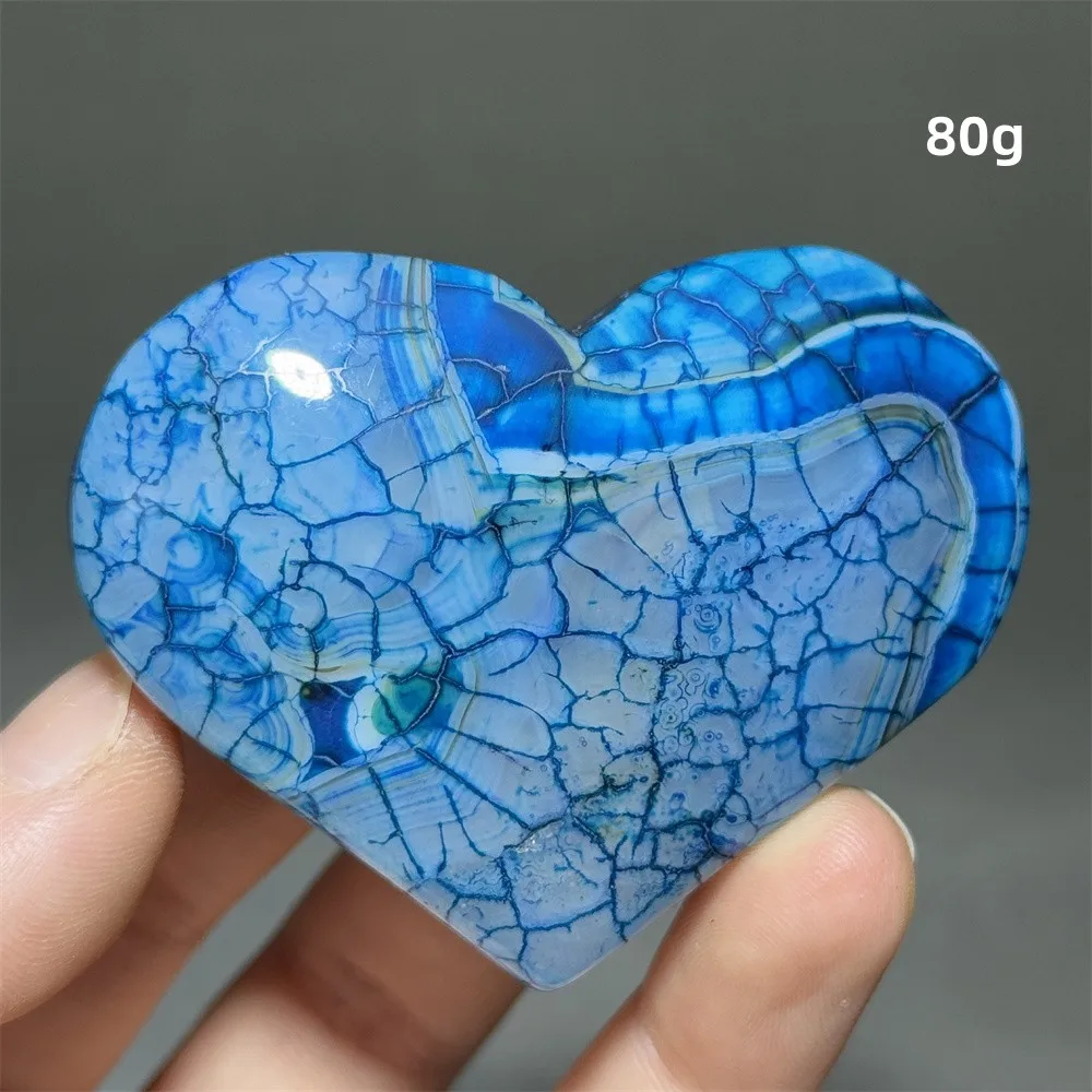 Colorful Dragon Pattern Agate Heart-Shaped Natural Mineral Crystal Home Garden Decoration Healing Witchcraft Meditation Gem