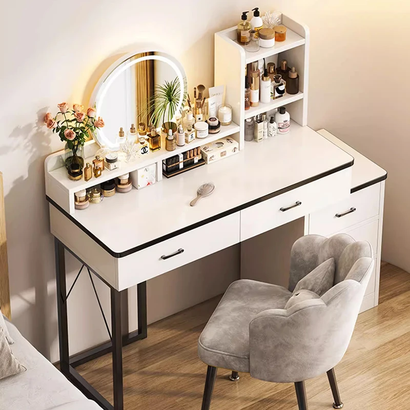 Bedroom Makeup Vanity Table Small Drawers Storage Mirror Dressing Table Stool Console Modern Mesa De Maquillaje Trendy Furniture