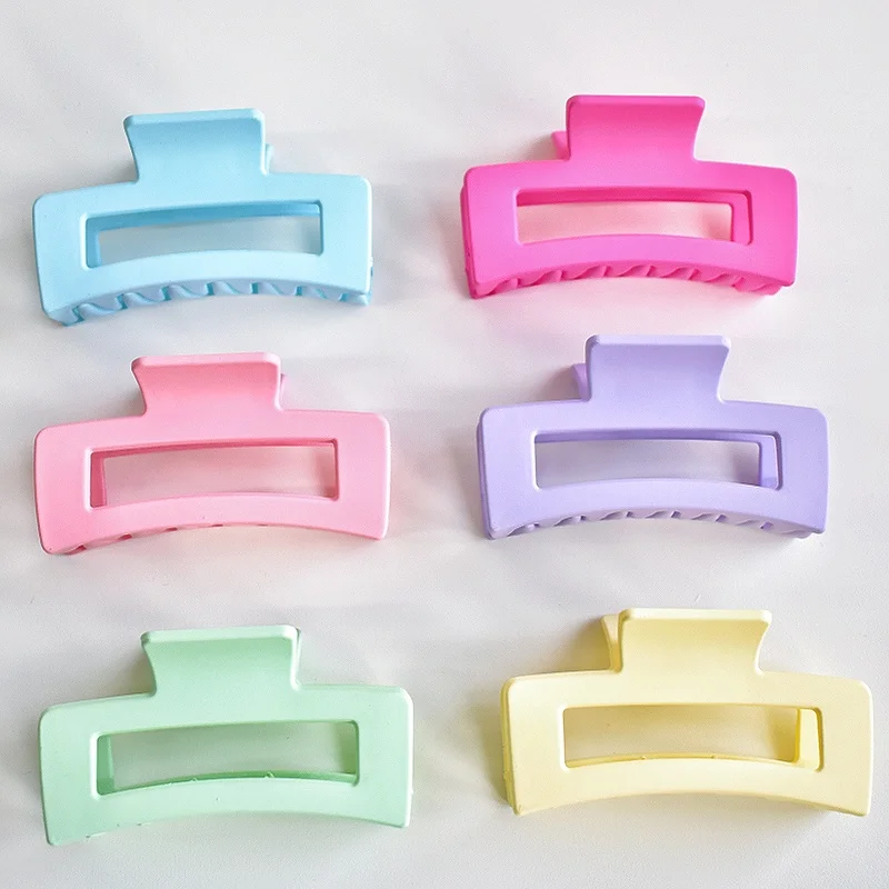 6-piece Women\'s Multicolor matte frosted plastic rectangular grab clip for all hair lengths and sizes Holiday Gift hairstyles no