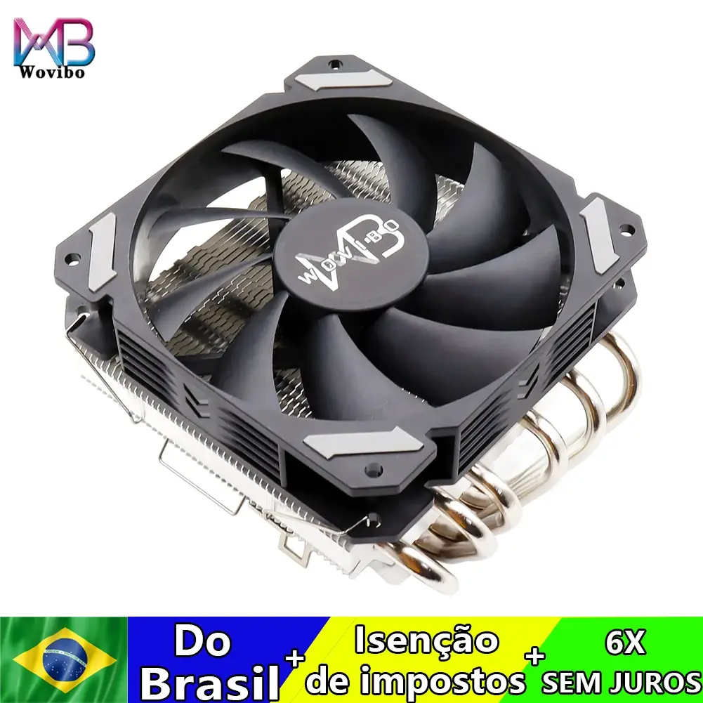 Wovibo 6 heatpipes cpu cooler ventilador baixo perfil radiador ultra fino pwm 4pin lga 115x 1200 1700 2011 x79 x99 am4 am5 120mm resfriamento