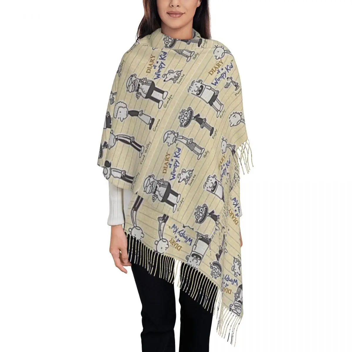 Diary Of A Wimpy Kid (Cast) Scarf Tassel Scarves Women Soft Warm Shawls and Wraps Long Fall Winter Shawl Wrap