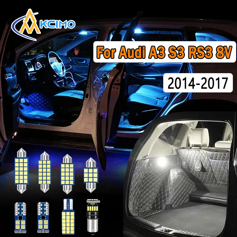 

LED Interior Light Kit For Audi A3 S3 RS3 8V 2014-2017 Super Bright Dome Map Door Lights Easy Install Bulbs Set