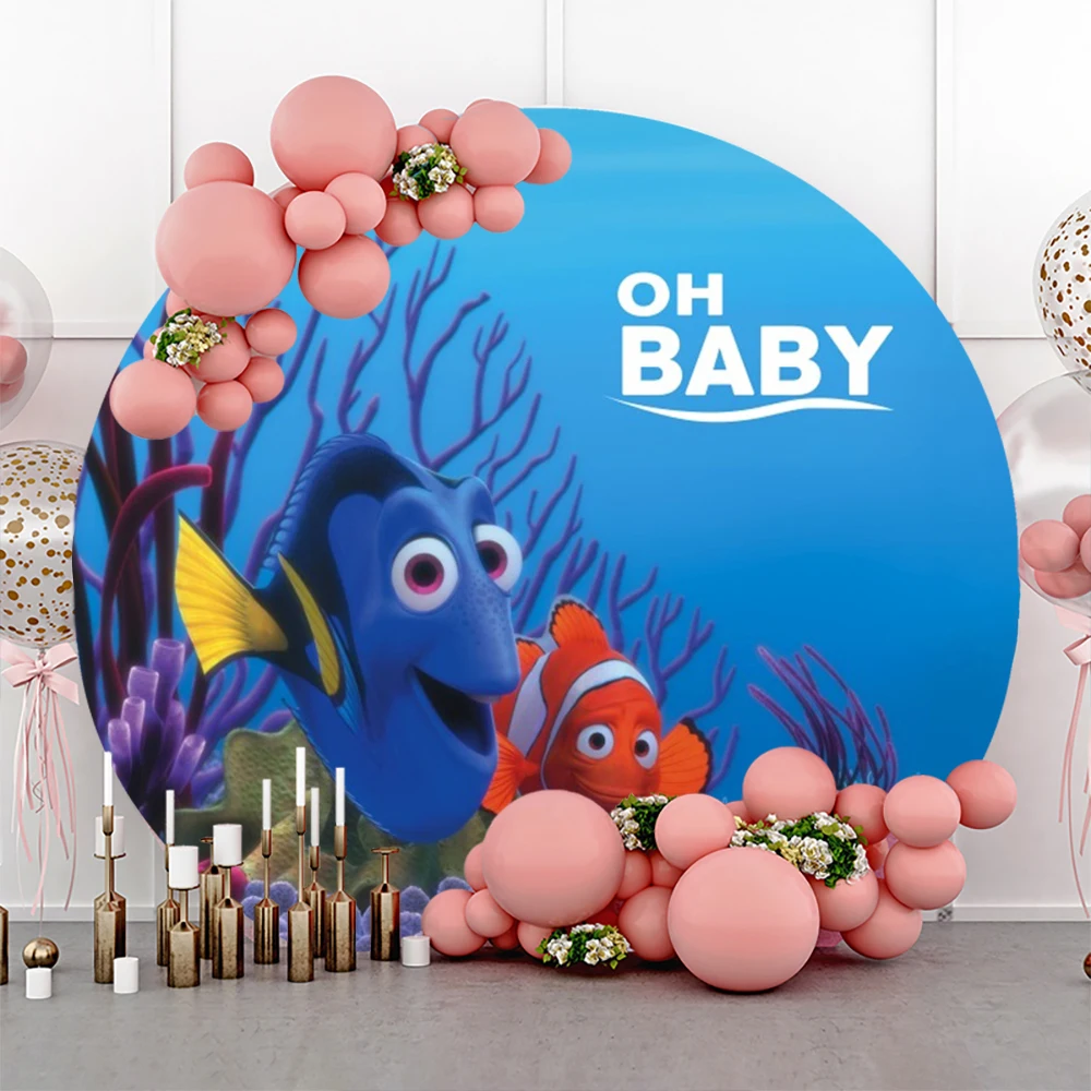 

Disney Finding Nemo Shark Dory Round Photo Backdrop Backgrounds For Photographs Baby Shower Birthday Party Decoration Photozone