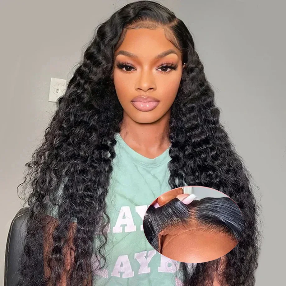 5x5 Glueless Wigs Ready to Wear Deep Wave Curly HD Lace Clousure Wig Human Hair Pre Plucked 6x4 Brazilian Transparent Lace Wig