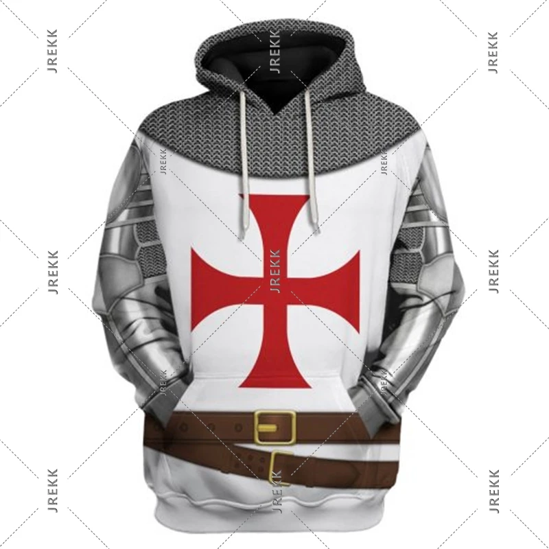 British History Theme Hoodie Men Women Armored Knight Role Playing Funny Hoodies Cross Graphic Spring Trend New Retro Sweatshirt