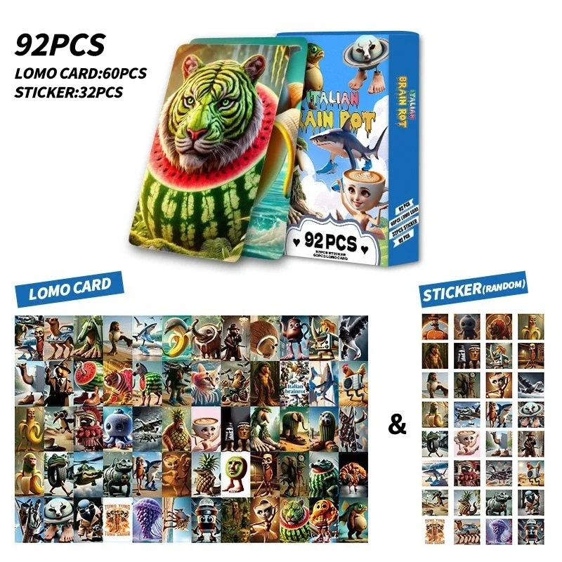 92 قطعة بطاقات Tralalero Tralala الاطفال الكرتون Tingtung Sahur Brainrot لعبة كلاسيكية جمع بطاقة الأطفال لعبة حفلة هدية عيد ميلاد