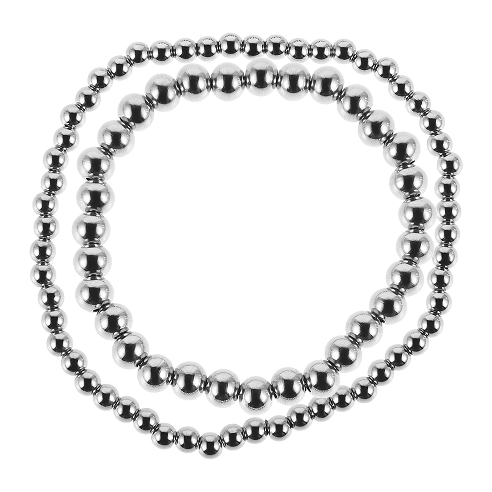 

2pcs Steel Bead Bracelet 4Mm 6Mm Titanium High-Gloss Elastic Round Ball Bracellets Stackable Unisex Jewelry For Women Men Daily