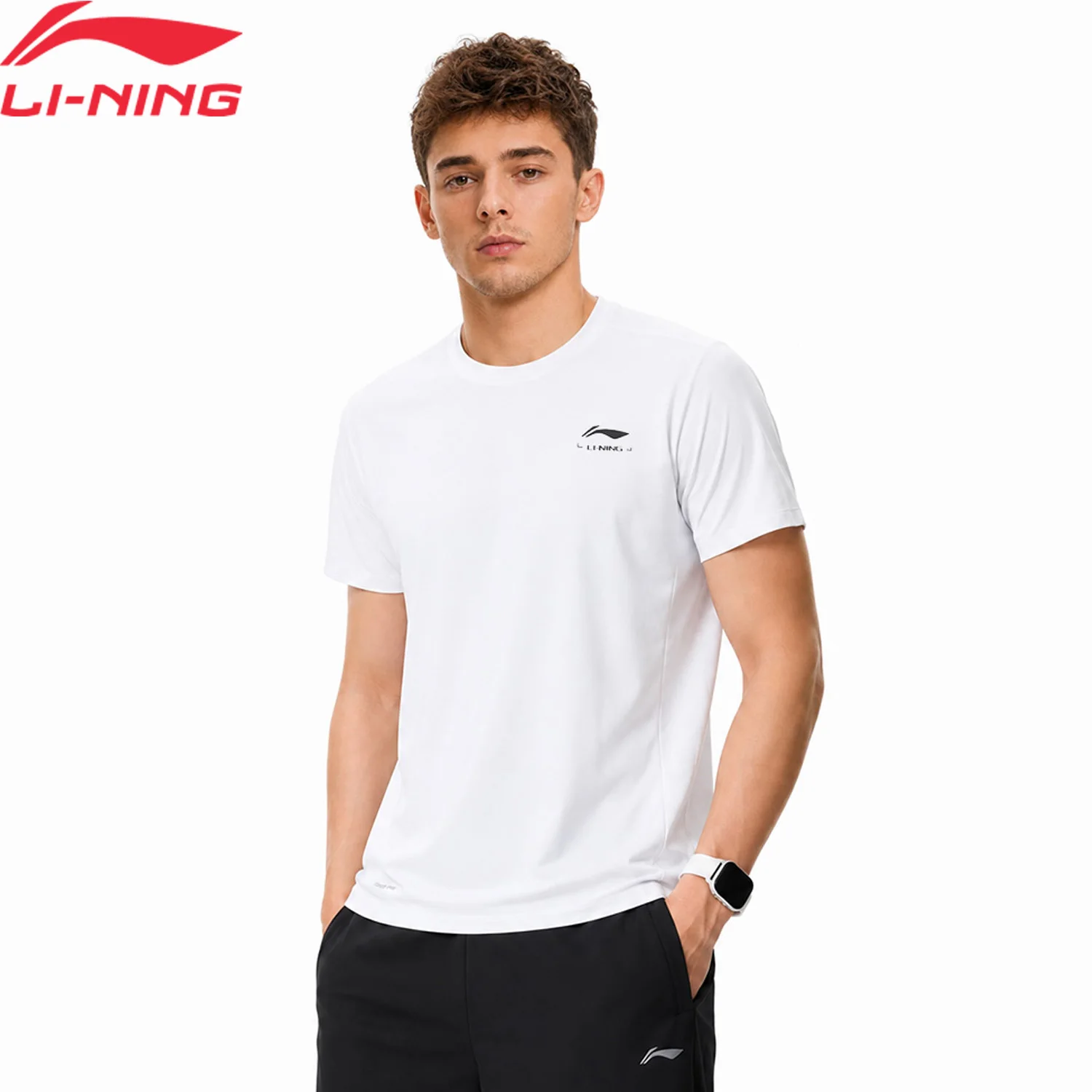 Li-Ning Men's Training T-shirts LN FAST DRY Round Neck Regular Fit Breathable Comfortable LiNing Sport Fitness Tees ATSW485