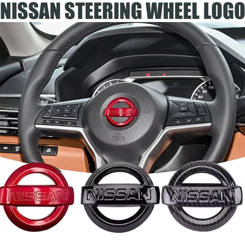 1Pc ABS Car Steering Wheel Center Logo Emblem Stickers for Nissan X-trail Qashqai Rogue Sport Kicks Tiida Altima Versa Juke Leaf