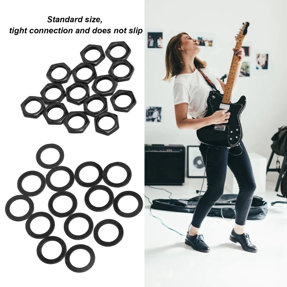 M9 Female Thread​ Guitar Jack Nut Washer​ ​Black/Silver/Gold ​Replacement Parts ​Potentiometer Nut Kit​ Fastener Kit​