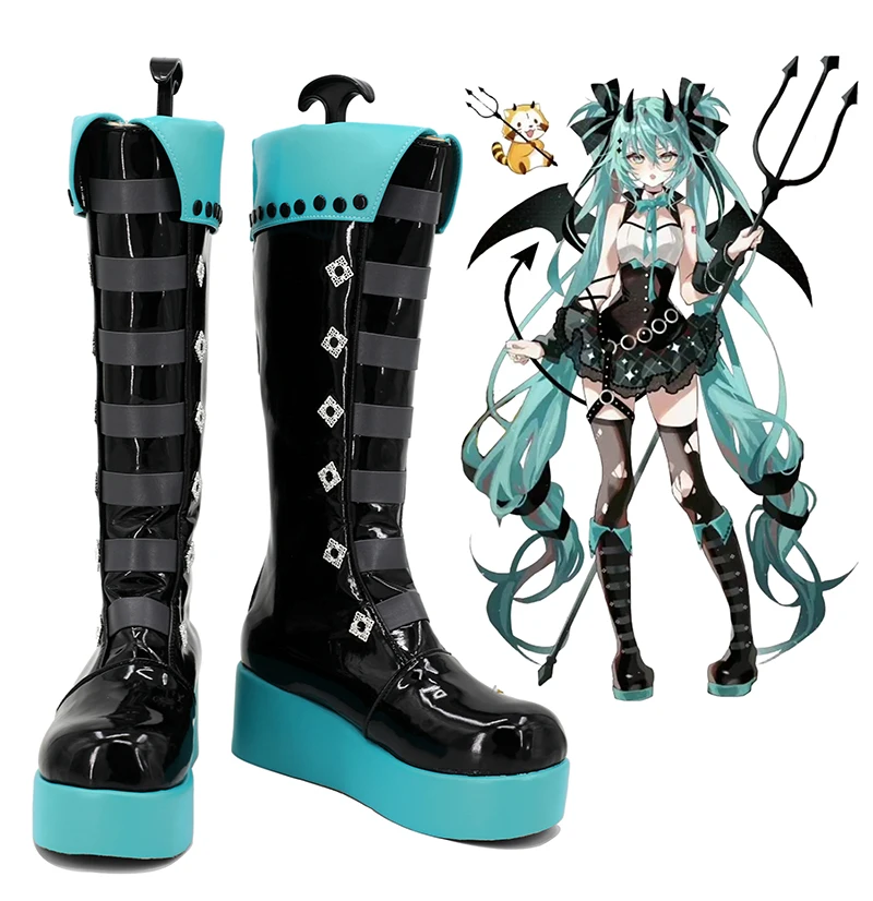

Обувь для косплея Rascal Miku, ботинки из искусственной кожи для ролевых игр, для женщин и девочек