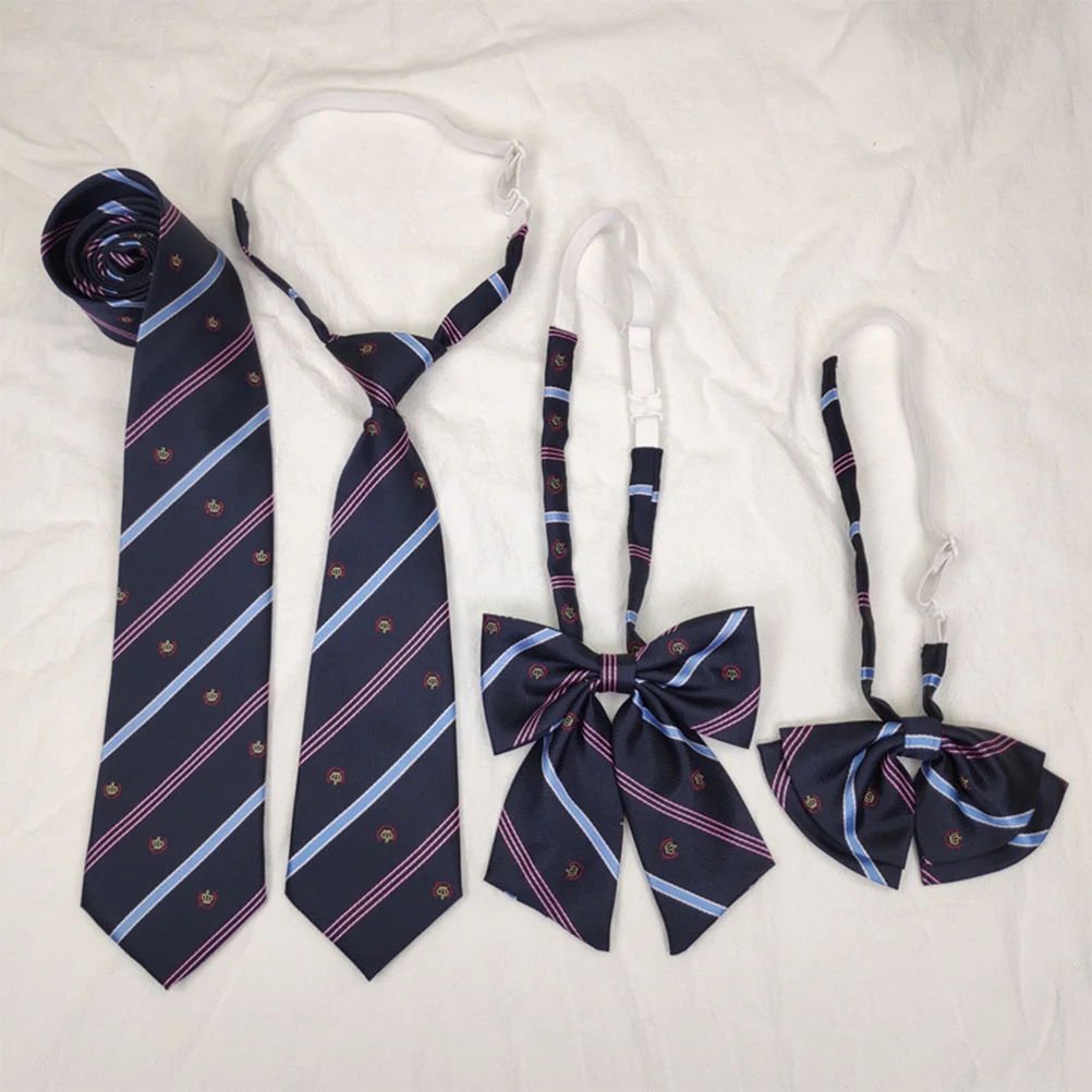 Conjunto de corbata y pajarita para Cosplay, uniforme decorativo japonés Jk, patrón de rayas, disfraz de fiesta, corbata semicircular de 27cm, 2 uds.