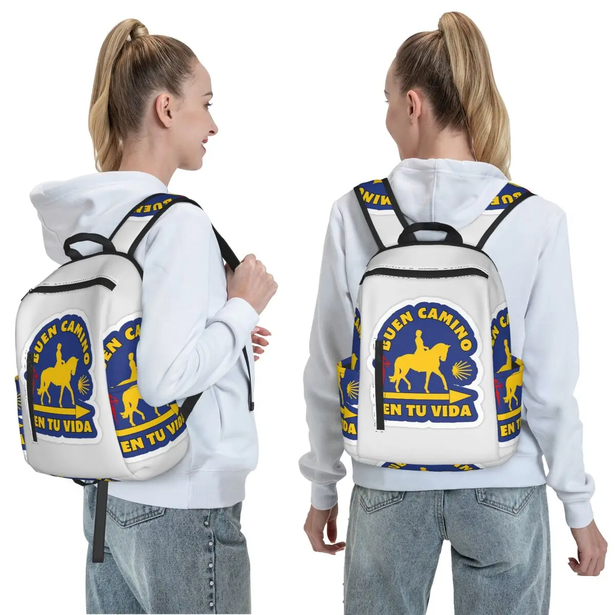 Yellow Camino De Santiago Scallop Shell Backpack Daypack Large Capacity  BookBag School Bag Shoulder Bags for Men Women