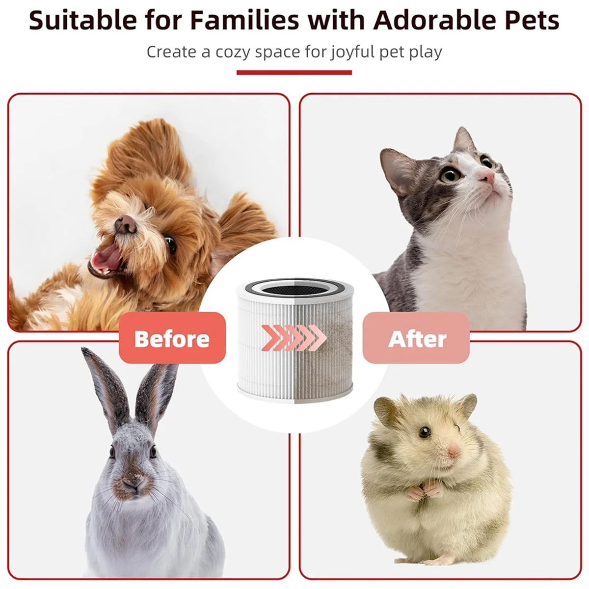 Filtro de repuesto para purificador de aire LEVOIT Core 300, núcleo 300S, 3 en 1 filtro HEPA, carbón activado de alta eficiencia