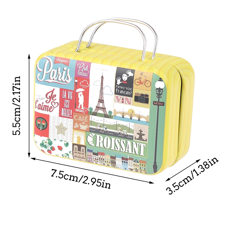 1Pc Vintage Mini Suitcase With Handle Candy Tinplate Storage Box For Wedding Gifts Candy Chocolate Travel Portable Container