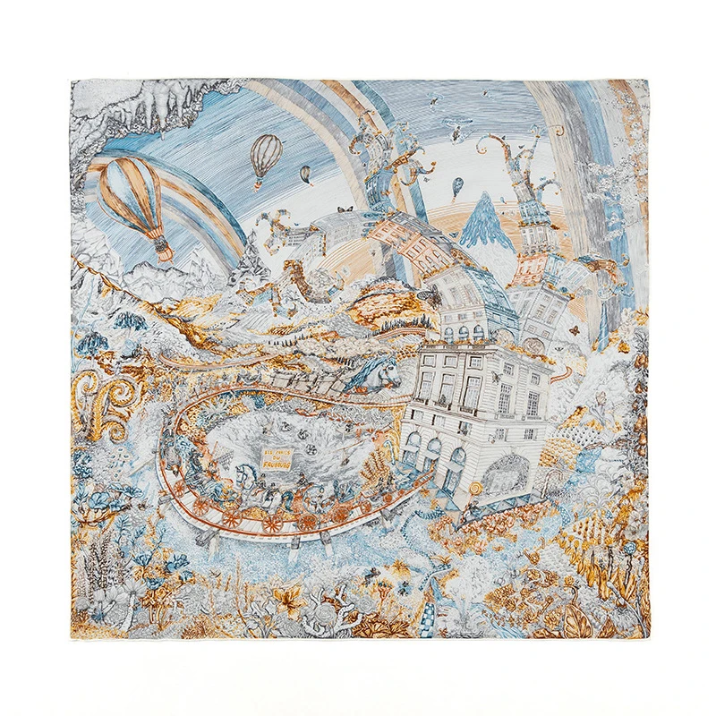 

Women Silk Scarf Spring Square Bandanas Luxury Designer Herms Rolled Edges Shawls Head Bag Accessories Christmas Gift
