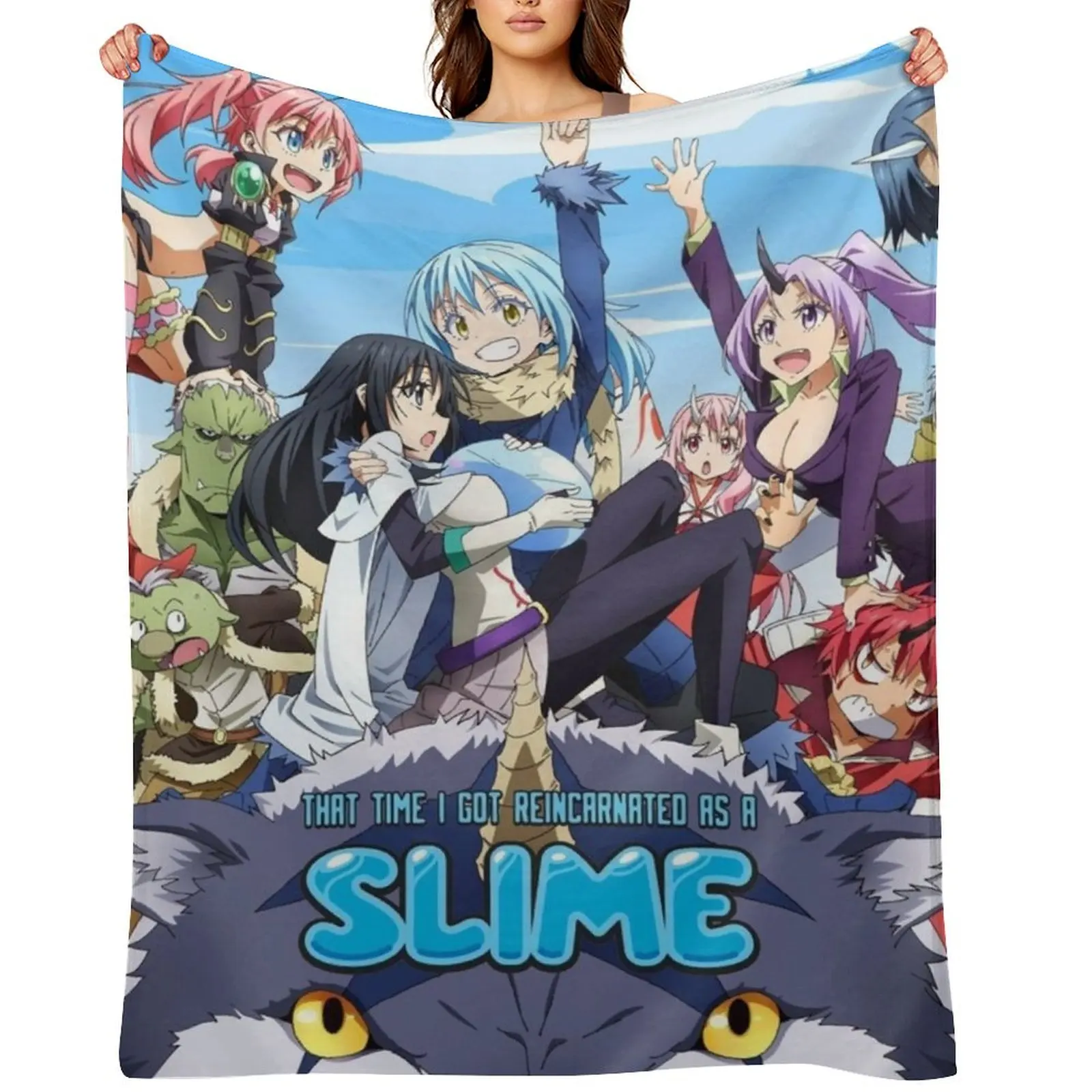 

That Time I Got Reincarnated As A Slime Throw Blanket halloween Flannels Decoratives Flannel Fabric Blankets