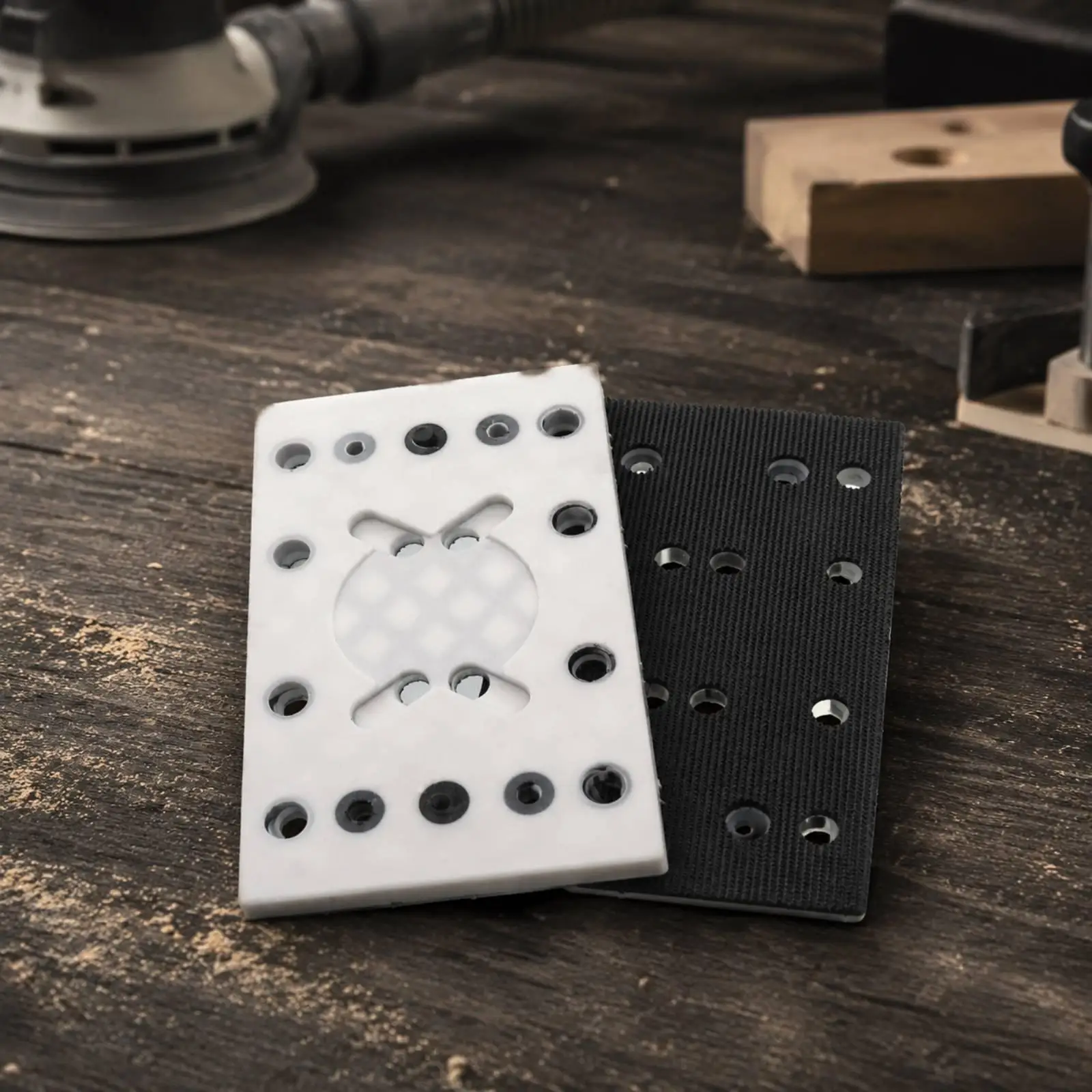 Rectangular Sanding Backing Plate 80x130 for Finishing Sander with Hook and Loop Surface and Dust Extraction Holes