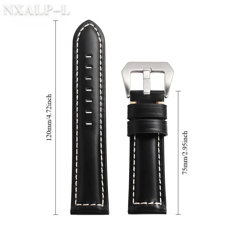 جلد طبيعي حزام الساعات لبانيراي ل Seiko معصمه النفط الشمع لامعة جلد البقر حزام ساعة اليد اكسسوارات 20 مللي متر 22 مللي متر 24 مللي متر 26 مللي متر