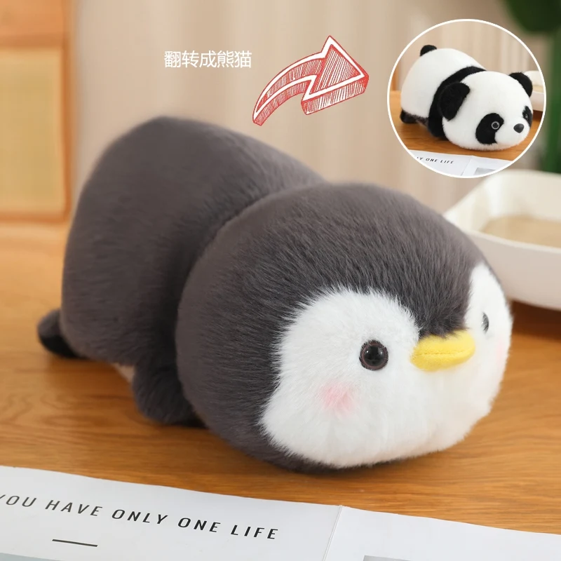 25/35cm Penguin and Raccoon fold panda plush toy One penguin one panda child's birthday gift