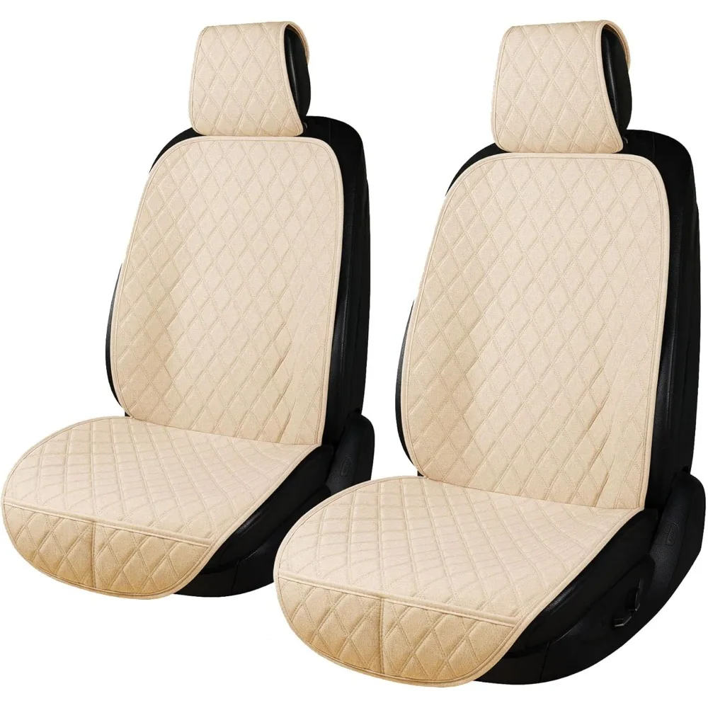 

Universal Breathable Linen Car Seat Covers, Sideless Design for Front Seats, Suitable for Most Vehicles