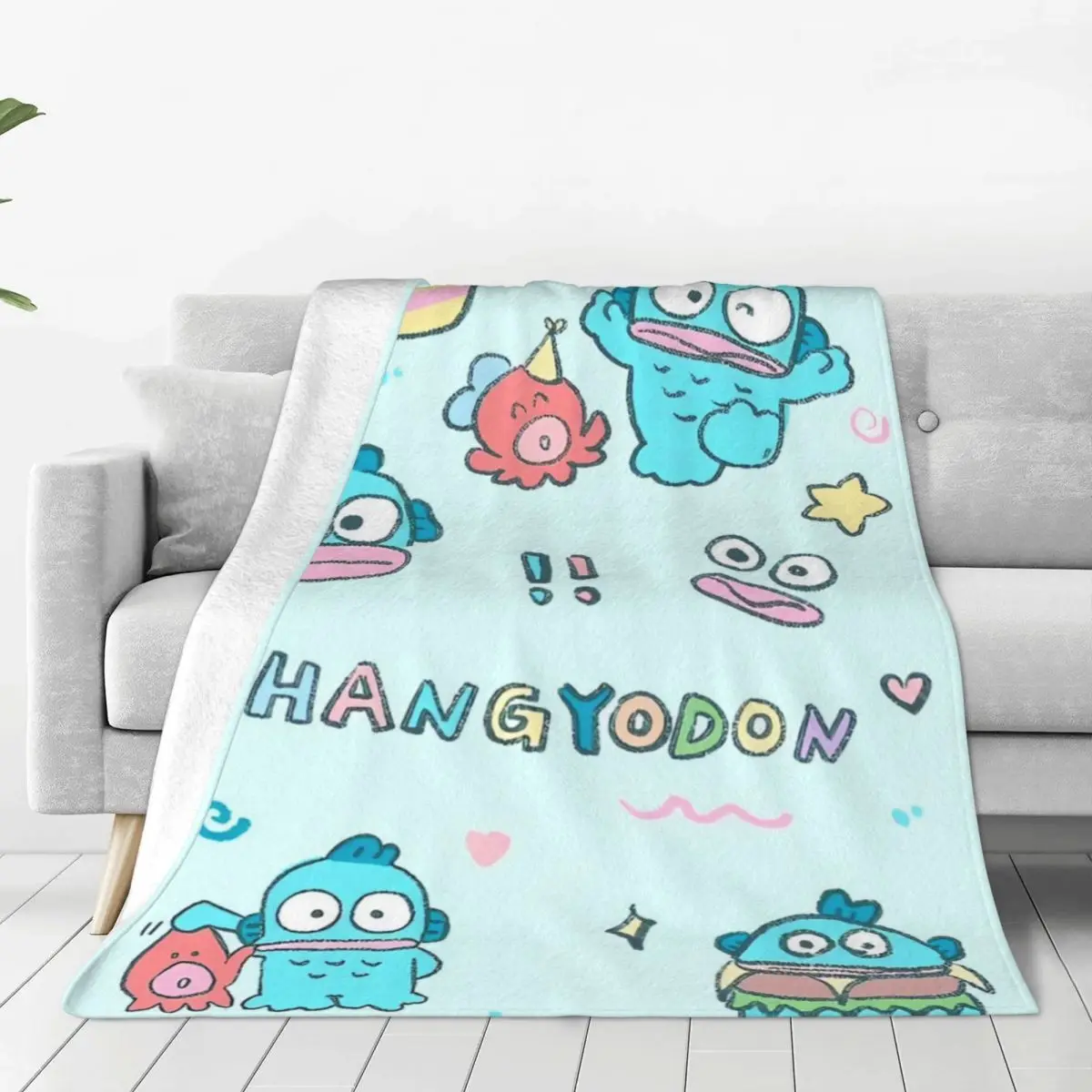 Hangyodon Sayuri Cartoon Fleece Throw Blankets Cute Kawaii Blanket for Sofa Office Super Soft Bed Rug