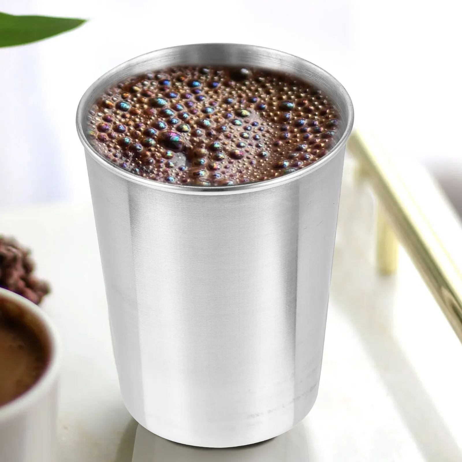 2Pcs Stainless Steel Toothbrush Tumbler Cups Silver Bathroom Home Water Beverage Multifunctional 180Ml Stainless Steel Cups